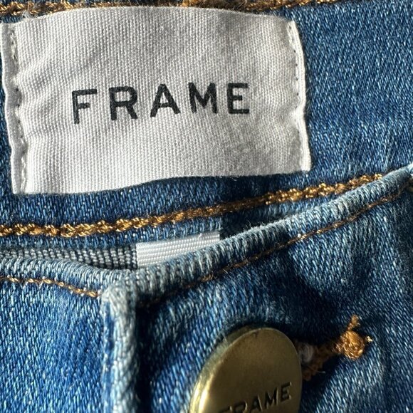 Frame Le High Skinny Piping Leather Trim High Rise Jeans - Size 31 - Picture 9 of 14